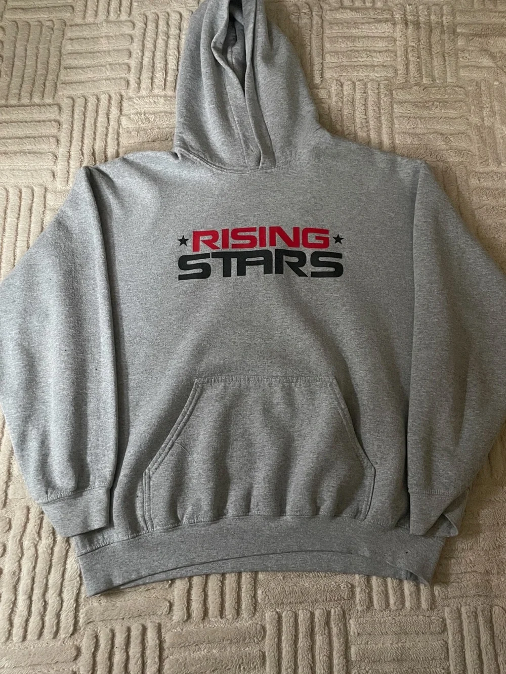 Gildan Gray Hoodie with Red and Black 